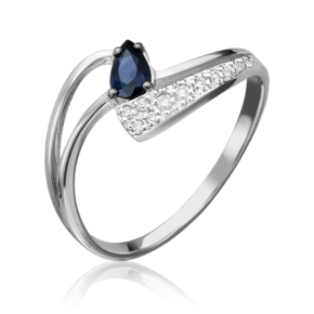 Кольцо из белого золота с сапфиром и бриллиантами 01-0705-00-105-1120-30