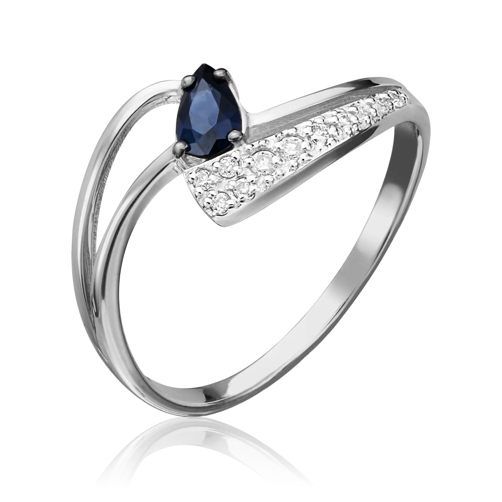 Кольцо из белого золота с сапфиром и бриллиантами 01-0705-00-105-1120-30