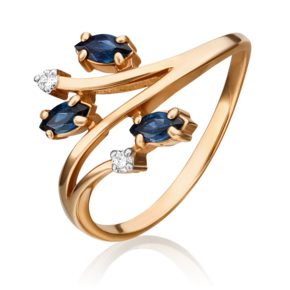 Кольцо из красного золота с сапфирами и бриллиантами 01-0706-00-105-1110-30