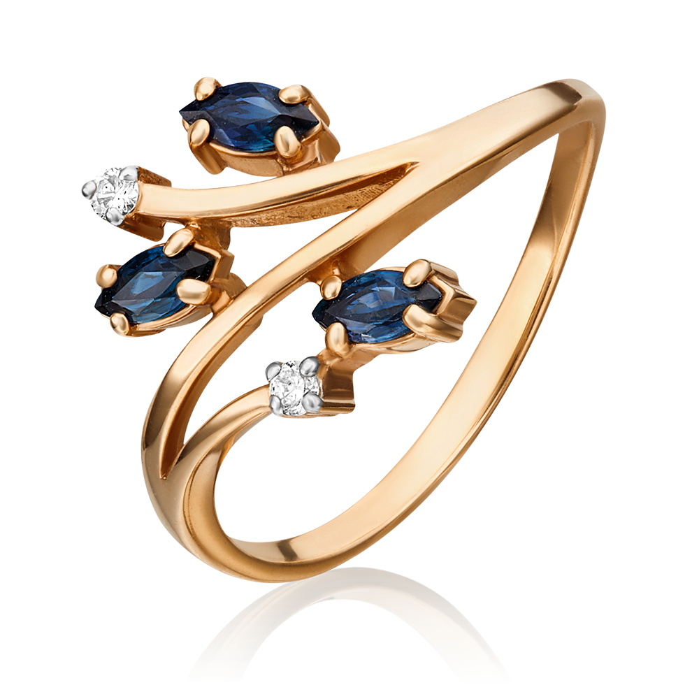 Кольцо из красного золота с сапфирами и бриллиантами 01-0706-00-105-1110-30