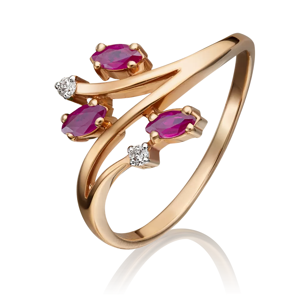 Кольцо из красного золота с рубинами и бриллиантами 01-0706-00-107-1110-30