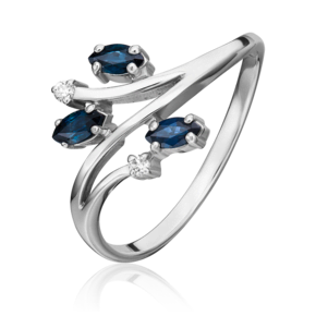 Кольцо из белого золота с сапфирами и бриллиантами 01-0707-00-105-1120-30