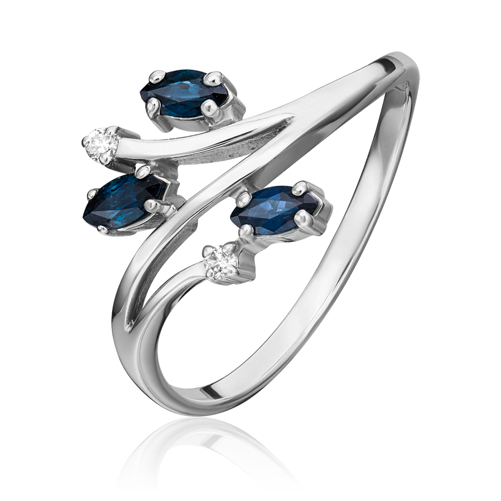 Кольцо из белого золота с сапфирами и бриллиантами 01-0707-00-105-1120-30