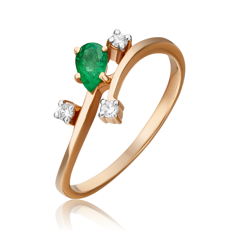 Кольцо из красного золота с изумрудом и бриллиантами 01-0708-00-106-1110-30