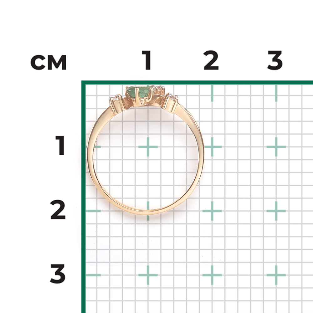 Кольцо из красного золота с изумрудом и бриллиантами 01-0708-00-106-1110-30