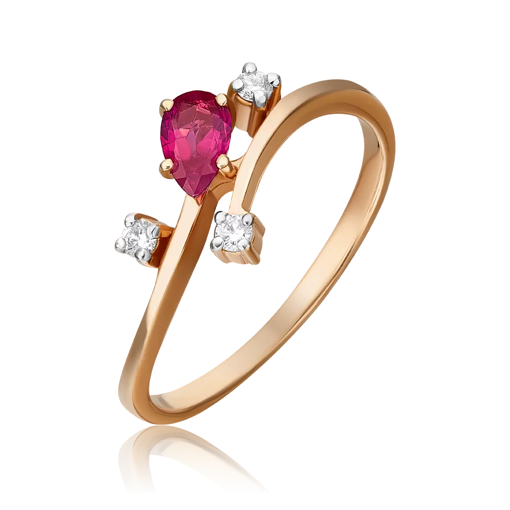 Кольцо из красного золота с рубином и бриллиантами 01-0708-00-107-1110-30