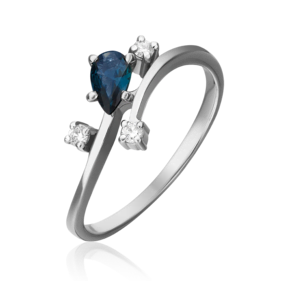 Кольцо из белого золота с сапфиром и бриллиантами 01-0709-00-105-1120-30