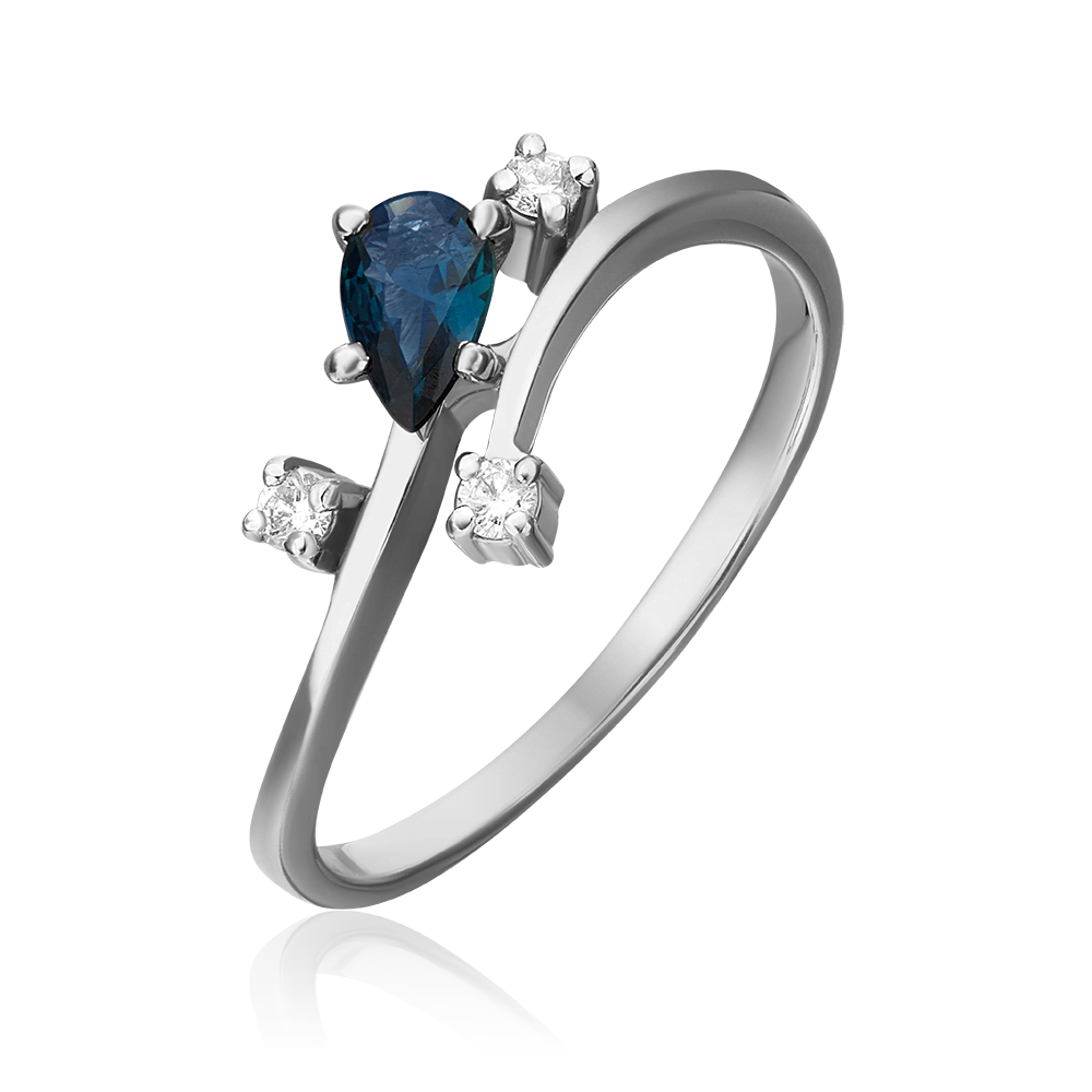 Кольцо из белого золота с сапфиром и бриллиантами 01-0709-00-105-1120-30