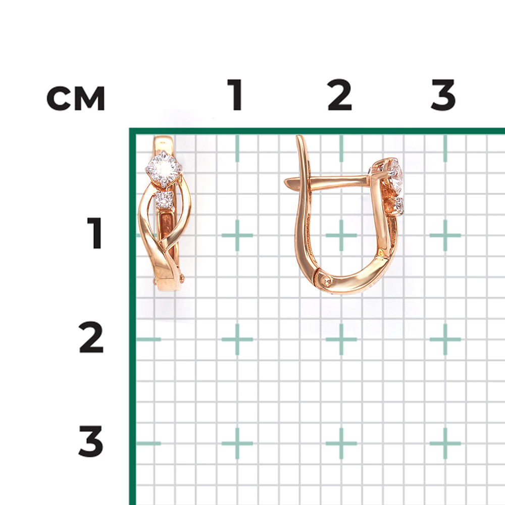 Серьги с английским замком из красного золота с бриллиантами 02-0365-00-101-1110-30