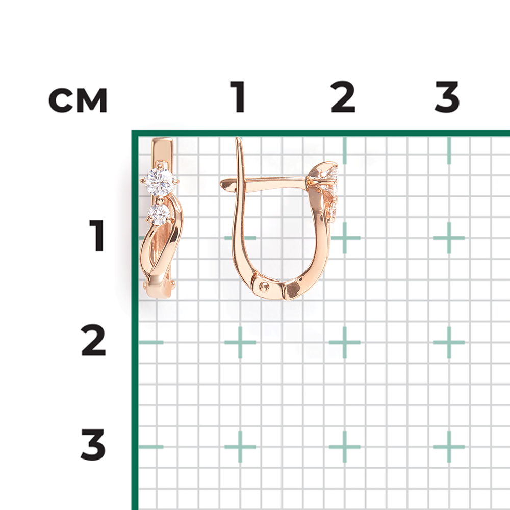 Серьги с английским замком из красного золота с бриллиантами 02-0367-00-101-1110-30