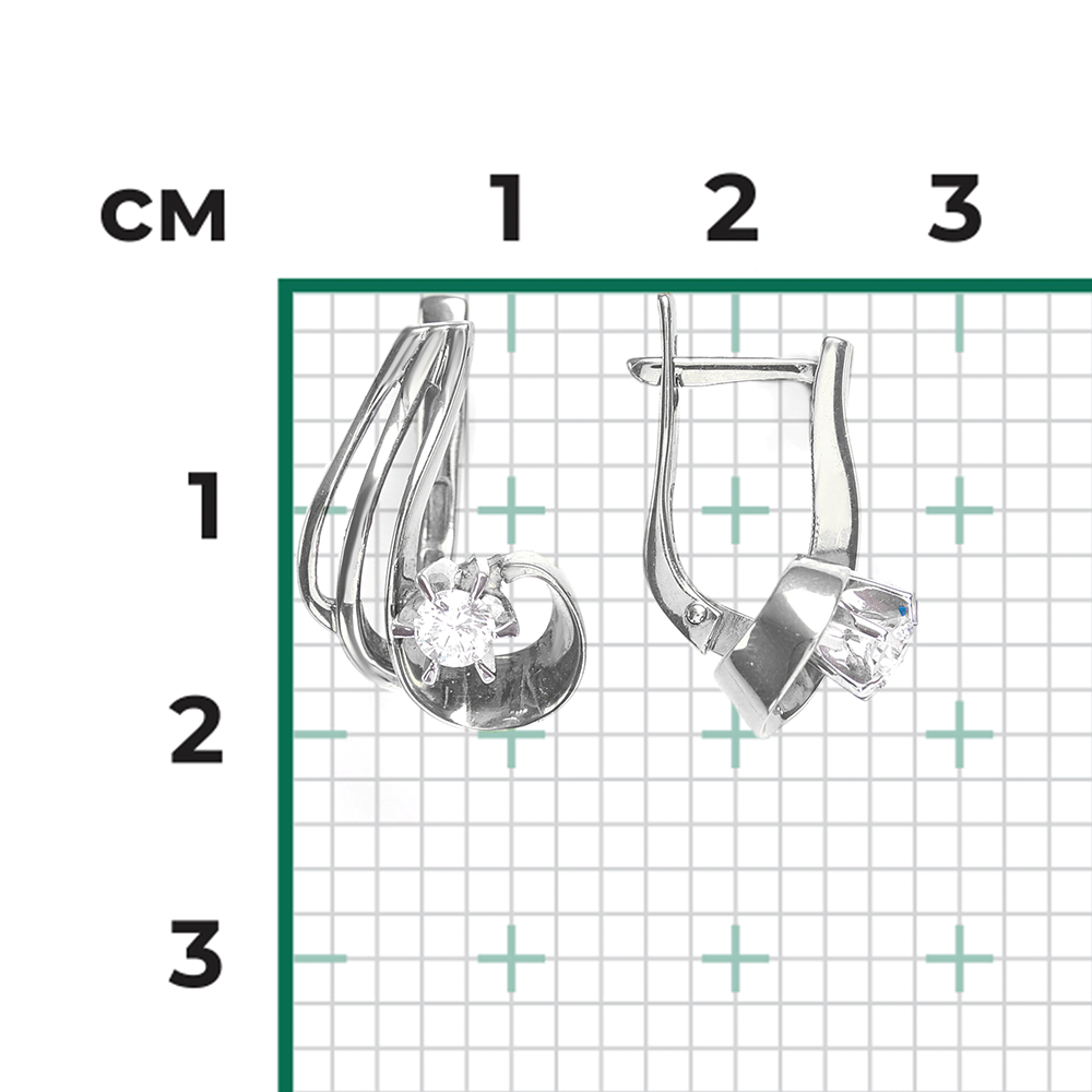 Серьги с английским замком из белого золота с бриллиантом 02-0372-00-101-1120-30