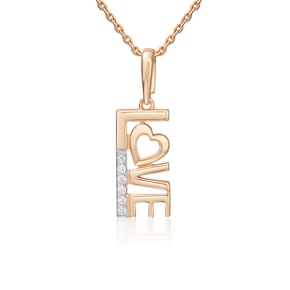 Подвеска «Любовь» из красного золота с фианитами 03-3584-00-401-1110