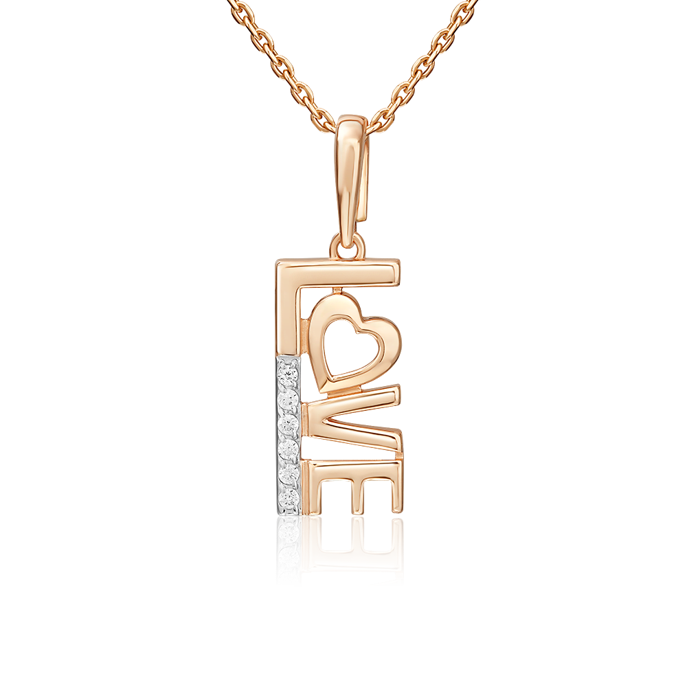 Подвеска «Любовь» из красного золота с фианитами 03-3584-00-401-1110