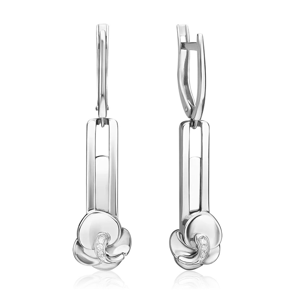 Серьги с английским замком из белого золота с бриллиантами 02-5021-00-101-1120