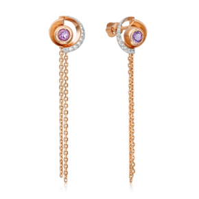 Серьги-пусеты «Парад планет» из красного золота с аметистом и натуральными топазами white 02-4763-00-225-1110-75