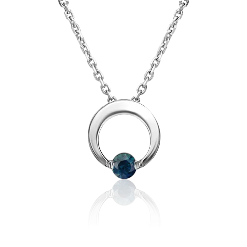 Подвеска-бегунок из платины с сапфиром 03-3099-00-102-2100-30