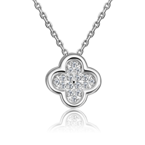 Подвеска-бегунок «Клевер» из белого золота с фианитами 03-3636-00-401-1120