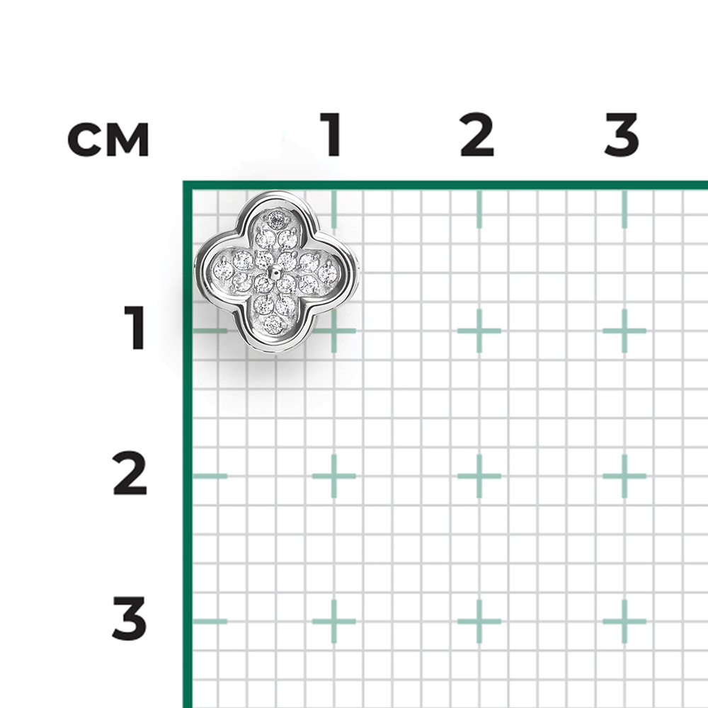 Подвеска-бегунок «Клевер» из белого золота с фианитами 03-3636-00-401-1120