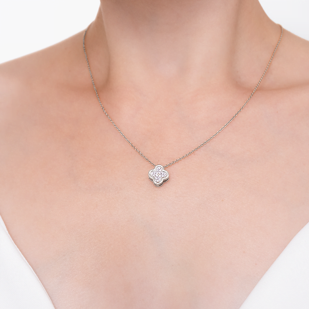 Подвеска-бегунок «Клевер» из белого золота с фианитами 03-3636-00-401-1120