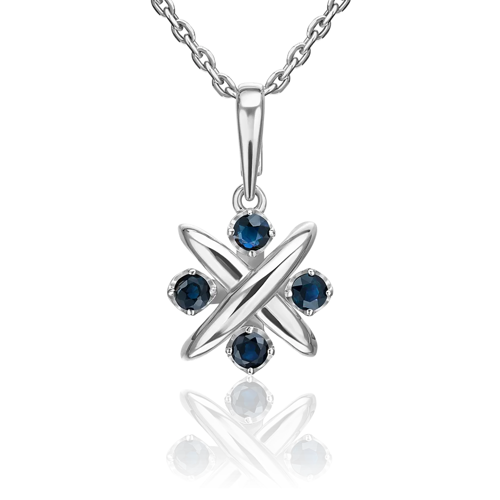 Подвеска из белого золота с сапфирами 03-3653-00-102-1120