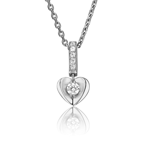 Подвеска «Сердце» из белого золота с фианитами 03-2342-00-501-1120-38