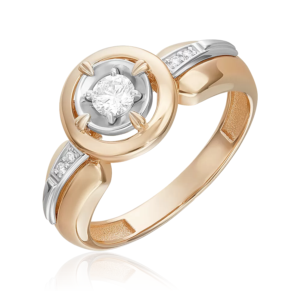 Кольцо из комбинированного золота с бриллиантами 01-5744-00-101-1111