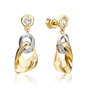 Серьги-пусеты «Настроение» из комбинированного золота с натуральными топазами white 02-4845-00-201-1121