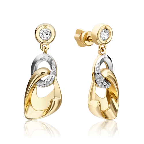 Серьги-пусеты «Настроение» из комбинированного золота с натуральными топазами white 02-4845-00-201-1121