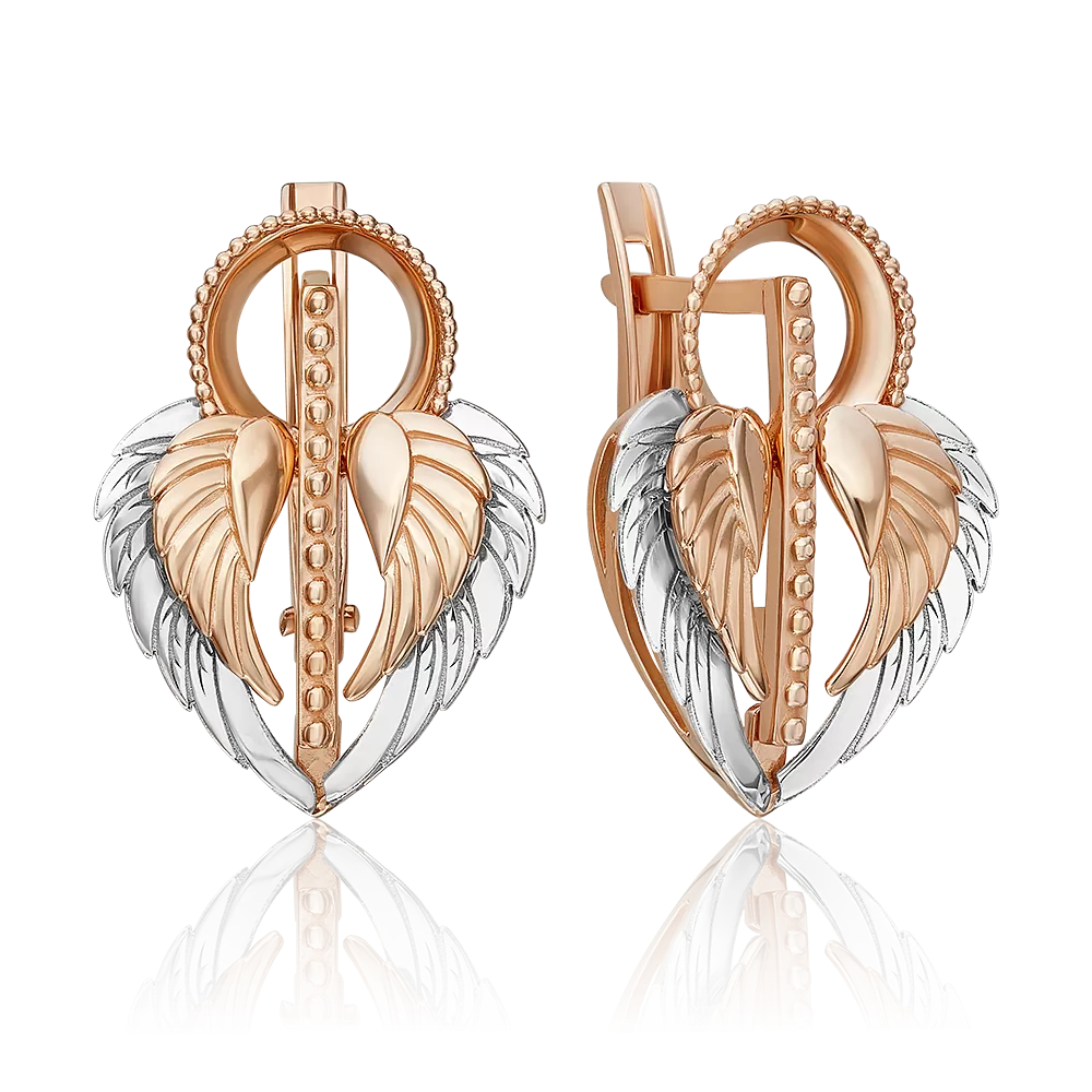 Серьги «Секрет любви» с английским замком из комбинированного золота 02-5316-00-000-1111