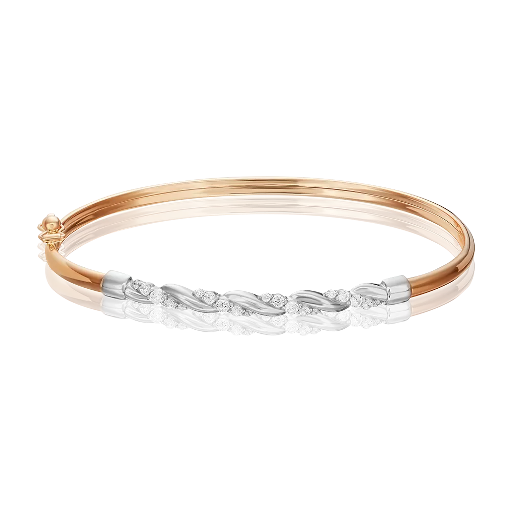 Браслет жесткий из комбинированного золота с фианитами 05-0510-00-401-1111-03