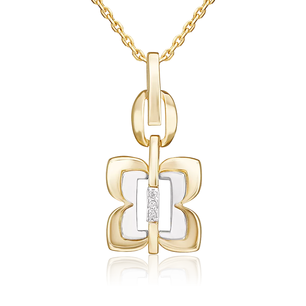 Подвеска из комбинированного золота с бриллиантами 03-3364-00-101-1121