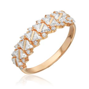 Кольцо из красного золота с фианитами 01-3935-00-501-1110-38