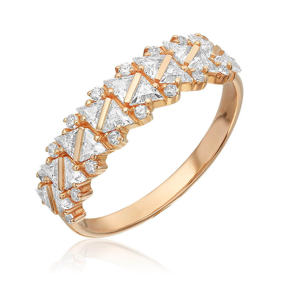 Кольцо из красного золота с фианитами 01-3935-00-501-1110-38