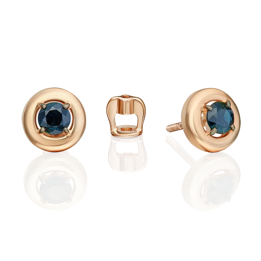 Серьги-пусеты из красного золота с сапфиром 02-5489-00-102-1110