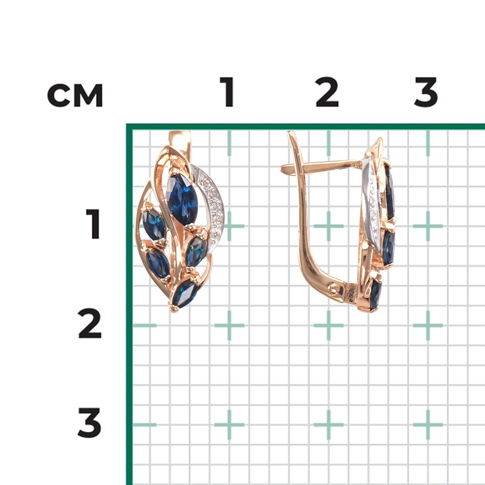 Серьги с английским замком из комбинированного золота с сапфирами и бриллиантами 02-3963-00-105-1111-30