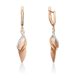 Серьги с английским замком из красного золота с фианитами 02-3972-00-401-1110-48