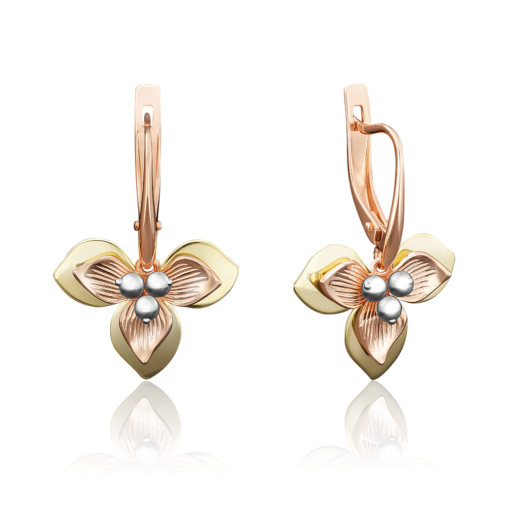 Серьги с английским замком из комбинированного золота 02-3974-00-000-1113-48