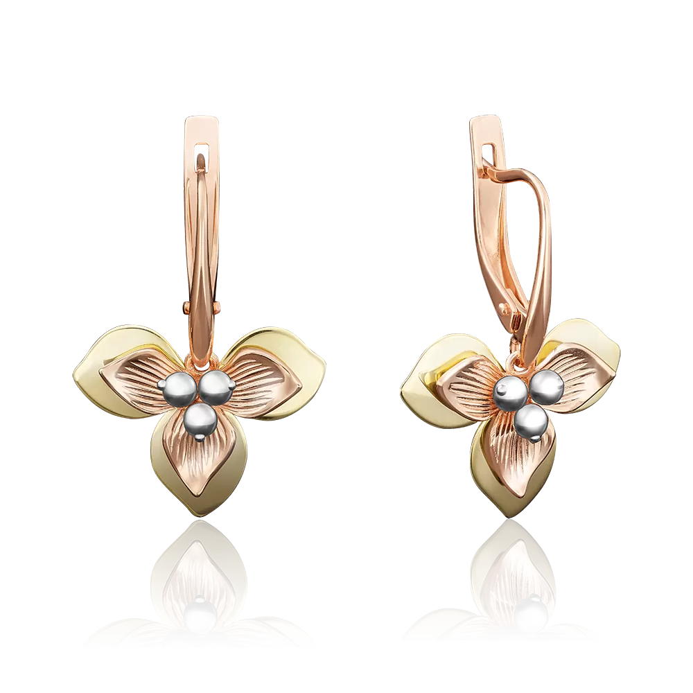 Серьги с английским замком из комбинированного золота 02-3974-00-000-1113-48