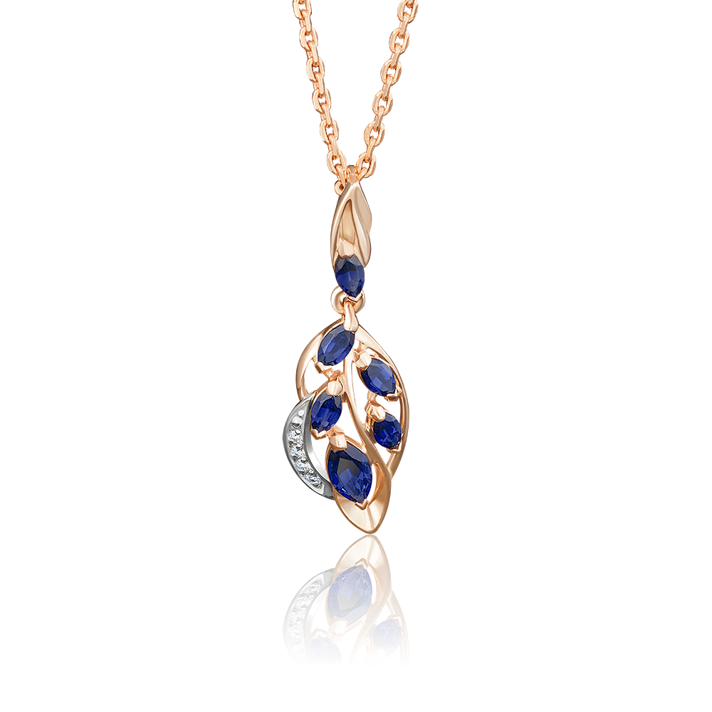 Подвеска из комбинированного золота с сапфирами и бриллиантами 03-2692-00-105-1111-30