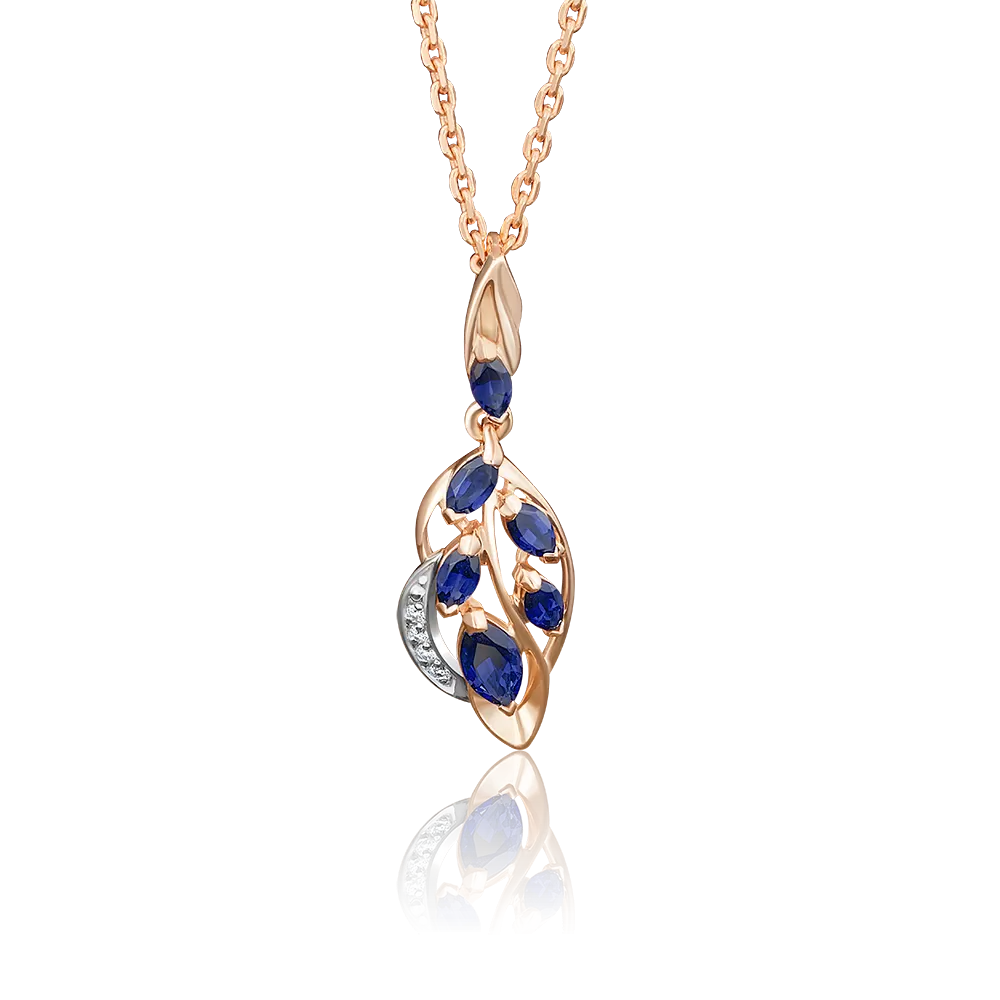 Подвеска из комбинированного золота с сапфирами и бриллиантами 03-2692-00-105-1111-30