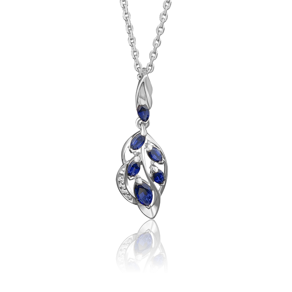 Подвеска из белого золота с сапфирами и бриллиантами 03-2692-00-105-1120-30