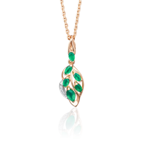 Подвеска из комбинированного золота с изумрудами и бриллиантами