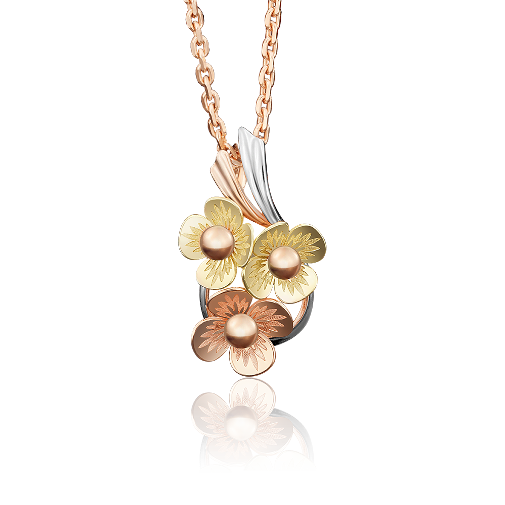 Подвеска «Цветы» из комбинированного золота 03-2693-00-000-1113-42