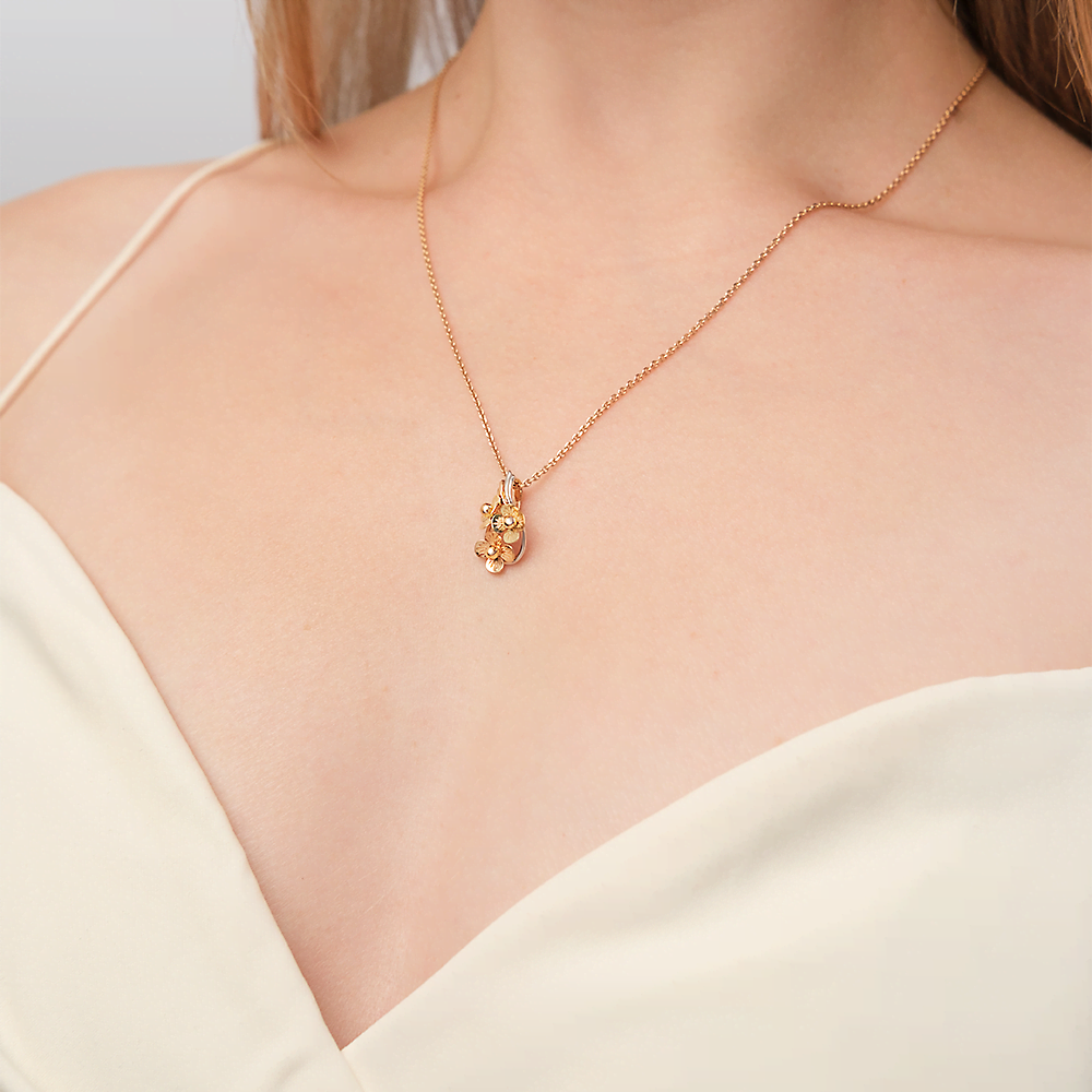 Подвеска «Цветы» из комбинированного золота 03-2693-00-000-1113-42