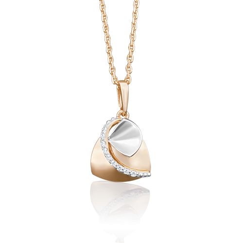 Подвеска из комбинированного золота с фианитами 03-2695-00-401-1111-03