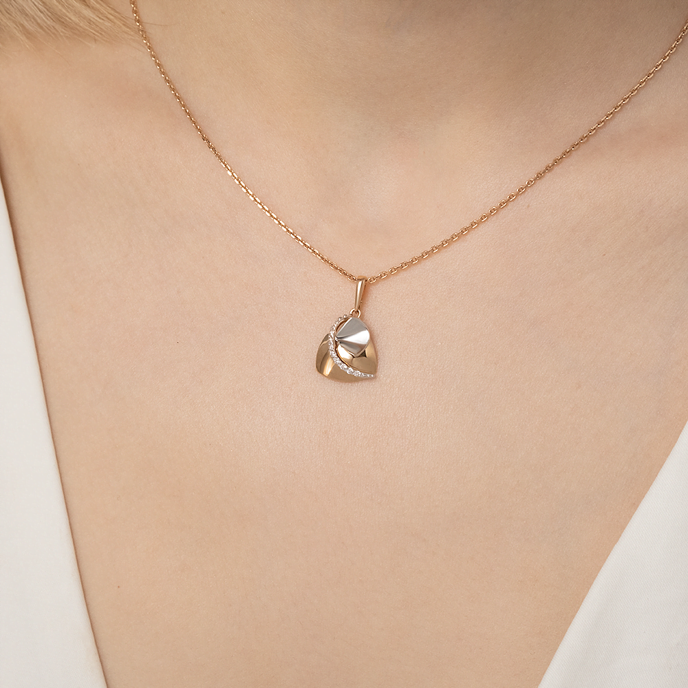 Подвеска из комбинированного золота с фианитами 03-2695-00-401-1111-03