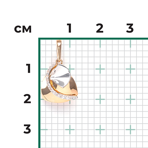 Подвеска из комбинированного золота с фианитами 03-2695-00-401-1111-03