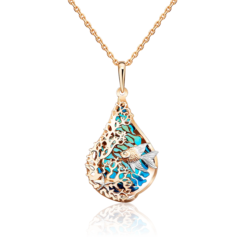 Подвеска «Подводный мир» из красного золота с эмалью 03-2699-00-000-1110-48