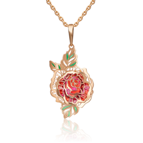 Подвеска «Роза» из красного золота с эмалью 03-3163-01-000-1110-48