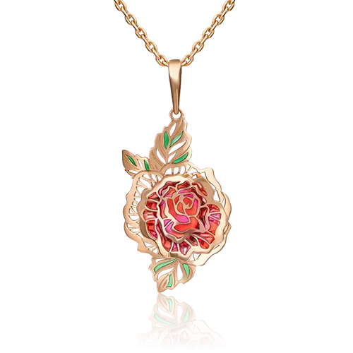 Подвеска «Роза» из красного золота с эмалью 03-3163-01-000-1110-48